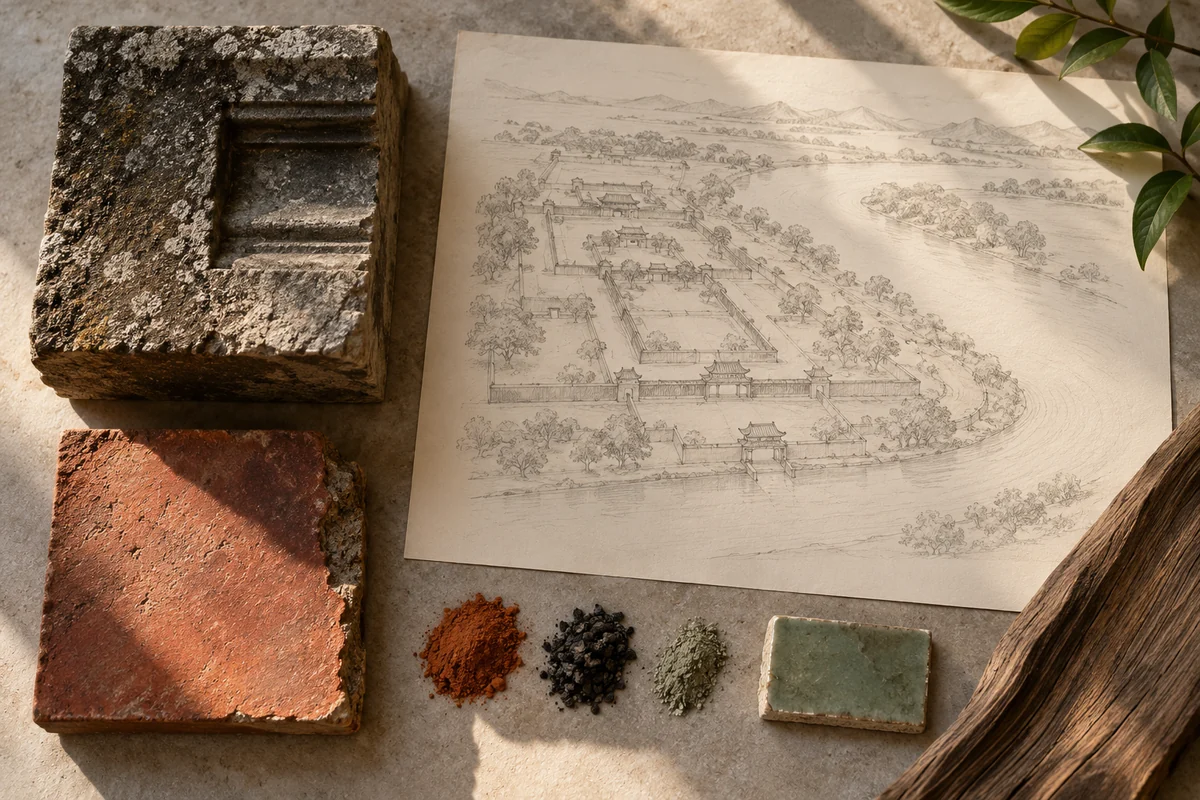 Vietnam: a tabletop material and section study exploring imperial enclosures & river alignment.